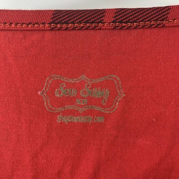 Sew Sassy Red Tartan Plaid Long Sleeve Top XS - Picture 4 of 5